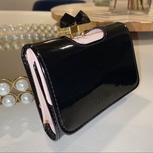 Ted Baker Patent Leather Wallet Mini w/Gem Bobble